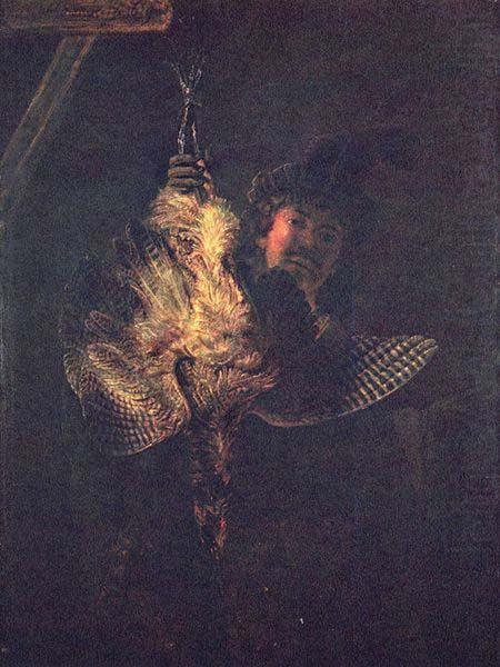 REMBRANDT Harmenszoon van Rijn Selbstportrat mit toter Rohrdommel china oil painting image